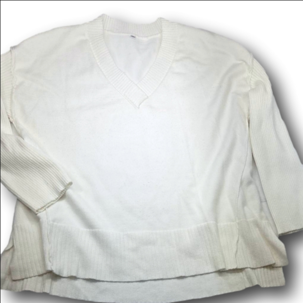 Women's Unbranded White V-Neck Sweater 2XL
